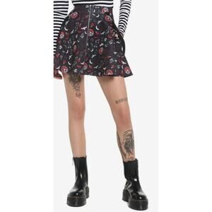 Emily the Strange AOP O-Ring Suspender Black Skirt Medium Goth Witchy‎ Alt Punk